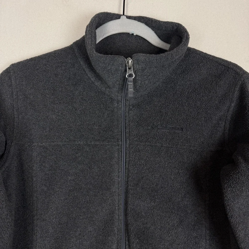 Columbia Jacket Kids Large 14/16 Gray Fleece Full Zip Stand Collar Cozy Warm